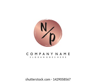 initials letter NP handwriting logo vector template