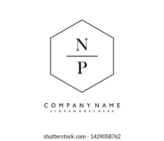 initials letter NP handwriting logo vector template