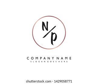 initials letter NP handwriting logo vector template