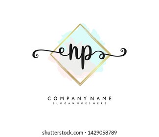 initials letter NP handwriting logo vector template