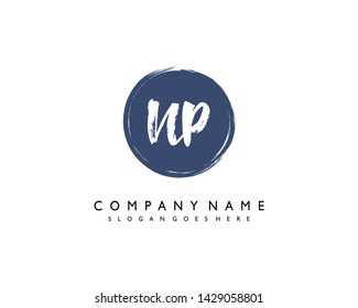 initials letter NP handwriting logo vector template