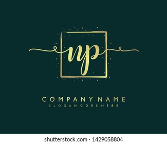 initials letter NP handwriting logo vector template