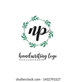 initials letter NP handwriting logo vector template