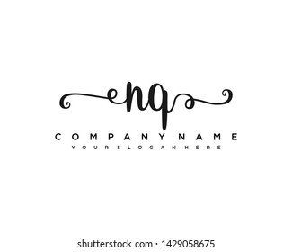 initials letter NQ handwriting logo vector template