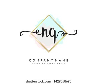 initials letter NQ handwriting logo vector template