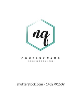 initials letter NQ handwriting logo vector template