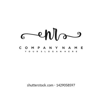 initials letter NR handwriting logo vector template