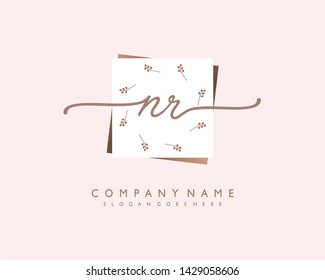 initials letter NR handwriting logo vector template