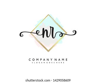 initials letter NR handwriting logo vector template