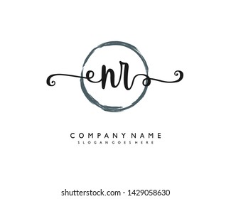 initials letter NR handwriting logo vector template