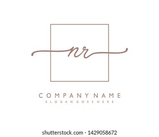 initials letter NR handwriting logo vector template