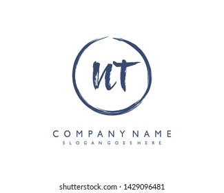 initials letter NT handwriting logo vector template