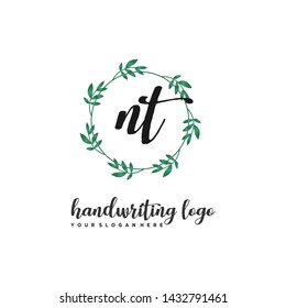 initials letter NT handwriting logo vector template