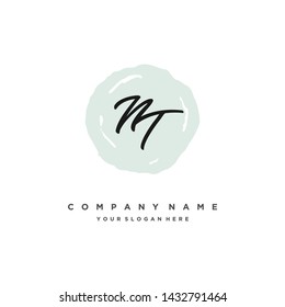 initials letter NT handwriting logo vector template