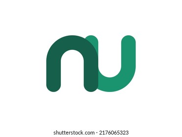 Initials Letter NU Logo simple design