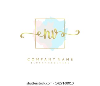 initials letter NV handwriting logo vector template