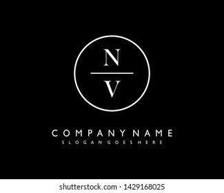 initials letter NV handwriting logo vector template