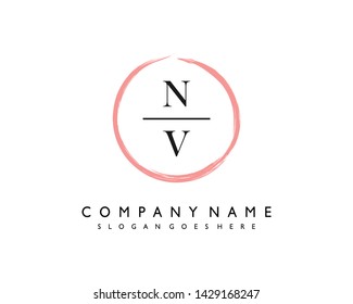 initials letter NV handwriting logo vector template