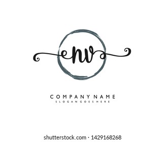 initials letter NV handwriting logo vector template