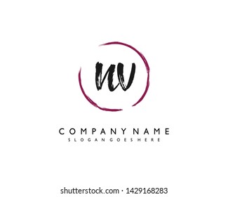 initials letter NV handwriting logo vector template