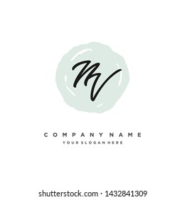 initials letter NV handwriting logo vector template