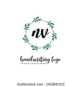 initials letter NV handwriting logo vector template