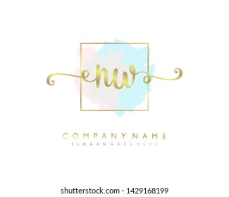 initials letter NW handwriting logo vector template