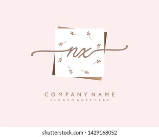 initials letter NX handwriting logo vector template