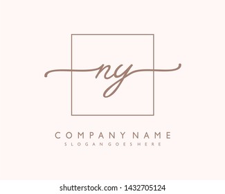 initials letter NY handwriting logo vector template
