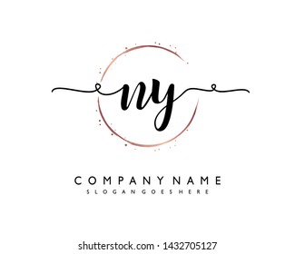 initials letter NY handwriting logo vector template