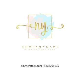 initials letter NY handwriting logo vector template