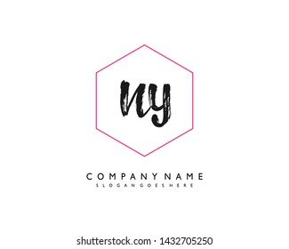 initials letter NY handwriting logo vector template