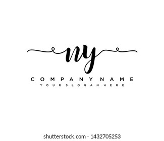 initials letter NY handwriting logo vector template