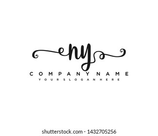 initials letter NY handwriting logo vector template