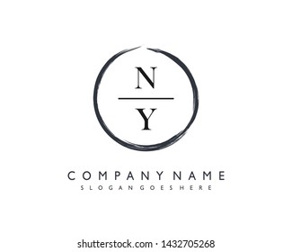 initials letter NY handwriting logo vector template