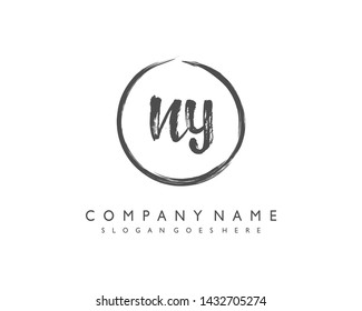 initials letter NY handwriting logo vector template