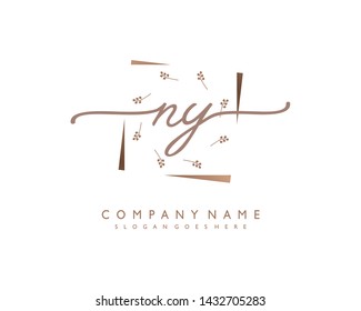 initials letter NY handwriting logo vector template