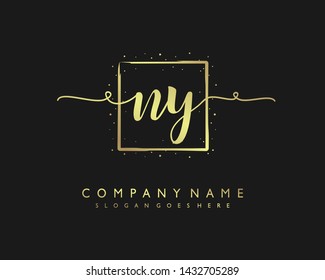 initials letter NY handwriting logo vector template