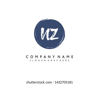 initials letter NZ handwriting logo vector template