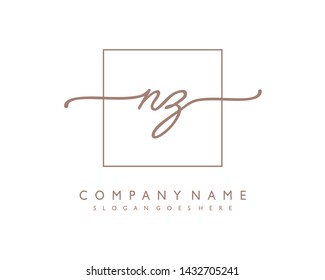 initials letter NZ handwriting logo vector template