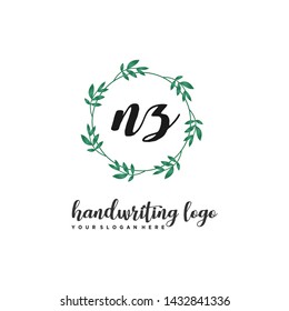 initials letter NZ handwriting logo vector template