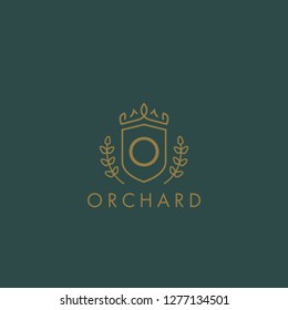 Initials letter O logo business vector template. Crown and shield shape. Luxury, elegant, glamour, fashion, boutique for branding purpose. Unique classy concept.