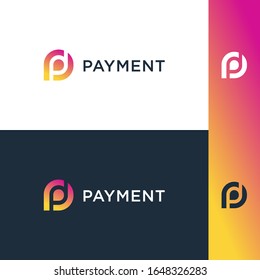 initials letter P fintech logo concept