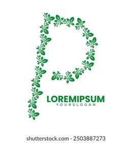 initials letter p leaf logo design 