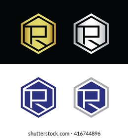 Initials with letter P and letter R placed in polygon