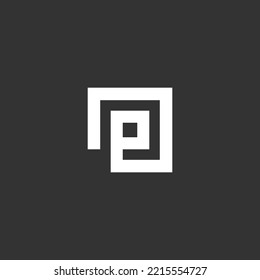 initials letter p square logo design vector illustration template