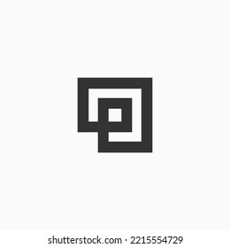 initials letter p square logo design vector illustration template