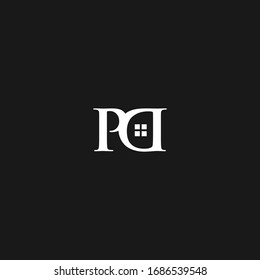 la carta inicial PD para logotipos inmobiliarios o inmobiliarios 