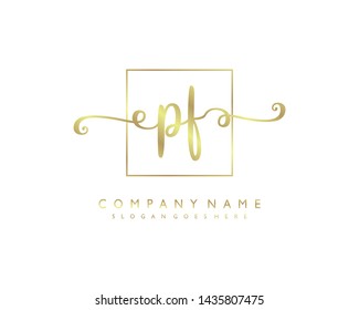 initials letter PF handwriting logo vector template