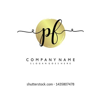 initials letter PF handwriting logo vector template
